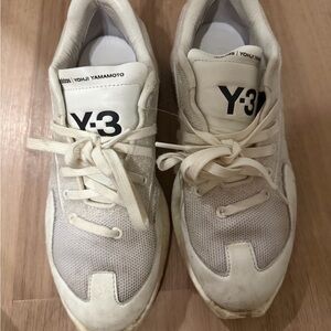 Y-3 Cream and Off-White Lace-Up Sneakers